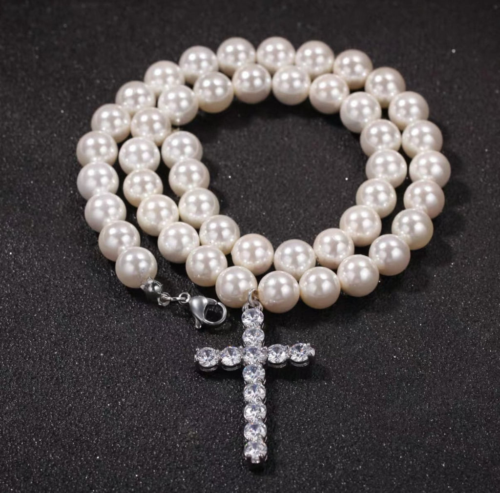 【grt59】Pearl Cross Necklace