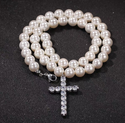 【grt59】Pearl Cross Necklace